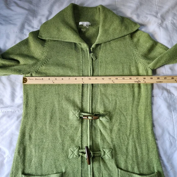 Tyler Boe Cotton Wool Blend Long Line Zipper Front Cardigan Sweater - Picture 7 of 16